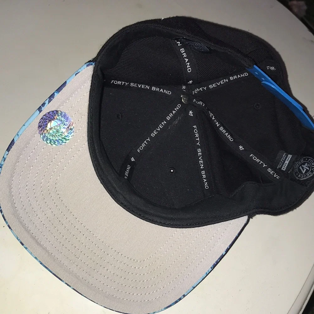 47 Brand West Michigan Whitecaps Snapback Hat Black Blue Marbled Brim One Size